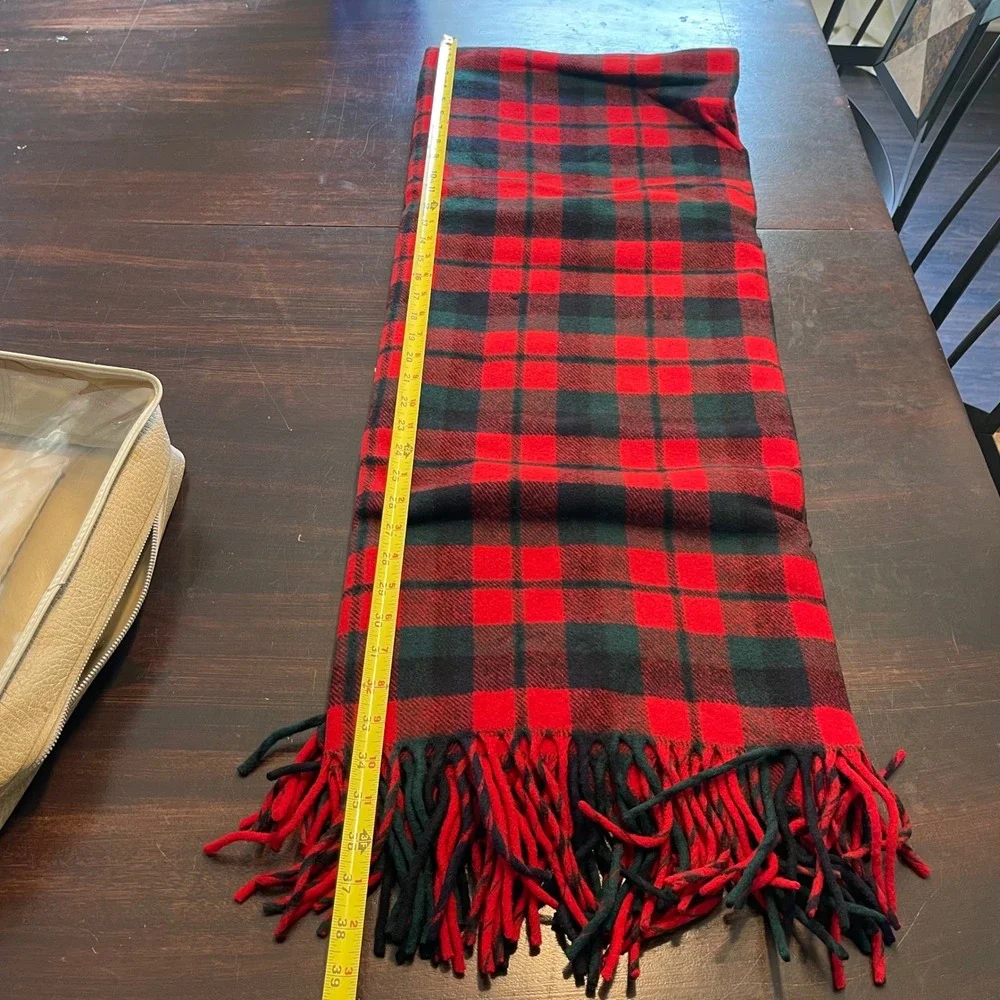 Vintage Pendleton Robe In A Bag Red Buffalo Plaid Wool Blanket Seat Cushion Set